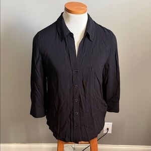 L’agence - Button Down Casual Blouse - Black - Size Small - Well Loved